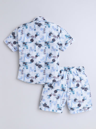 Boys Half Sleeves Printed Shirt & Shorts Set