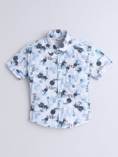 Boys Half Sleeves Printed Shirt & Shorts Set