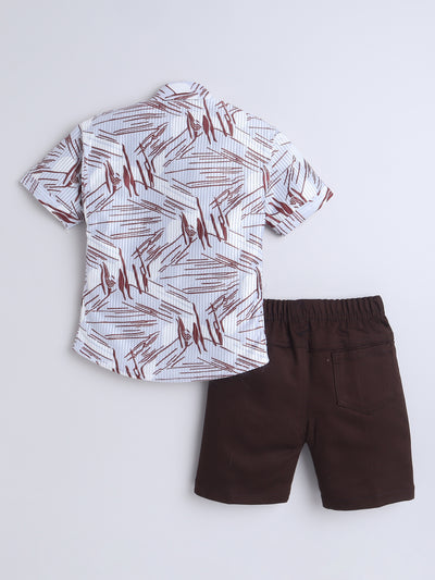 Boys Half Sleeves Printed Shirt & Shorts Set