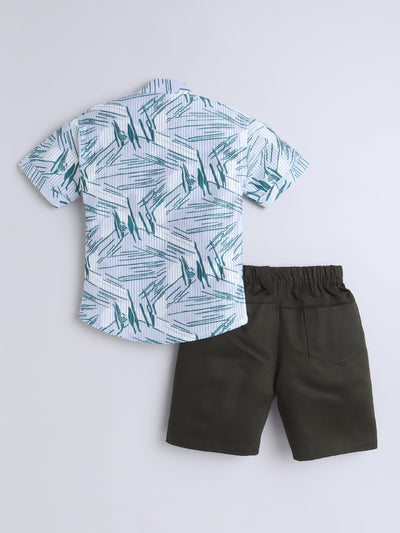 Boys Half Sleeves Printed Shirt & Shorts Set