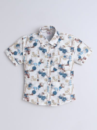 Boys Half Sleeves Printed Shirt & Shorts Set