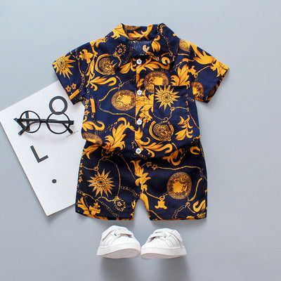 Boys Half Sleeves Printed Shirt & Shorts Set