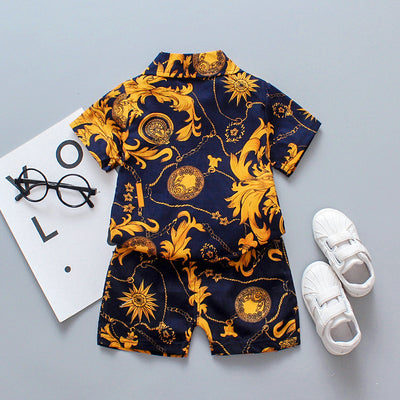 Boys Half Sleeves Printed Shirt & Shorts Set