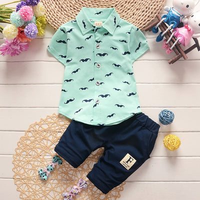 Boys Half Sleeves Printed Shirt & Capri Set