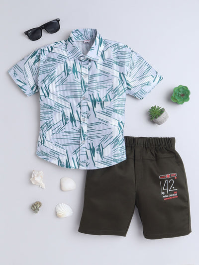 Boys Half Sleeves Printed Shirt & Shorts Set