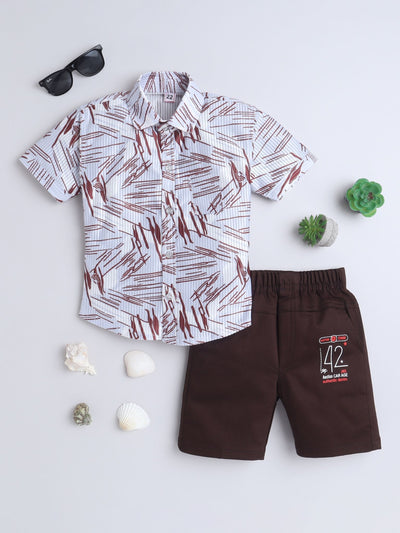 Boys Half Sleeves Printed Shirt & Shorts Set