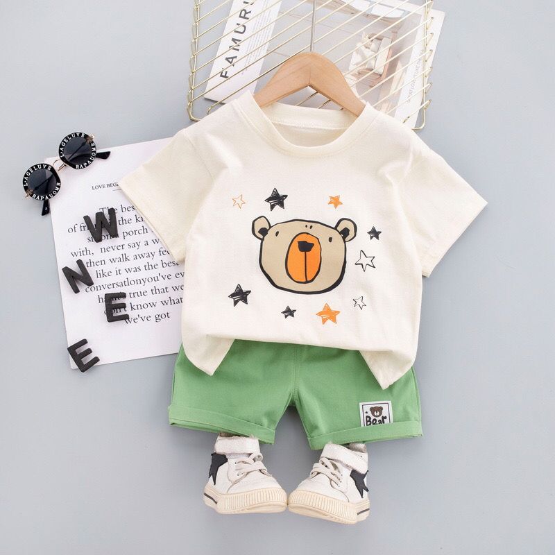 Baby Boys & Baby Girls Half Sleeves Printed T-shirt & Shorts Set