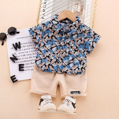 Boys Half Sleeves Printed Shirt & Shorts Set