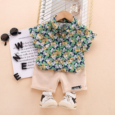 Boys Half Sleeves Printed Shirt & Shorts Set