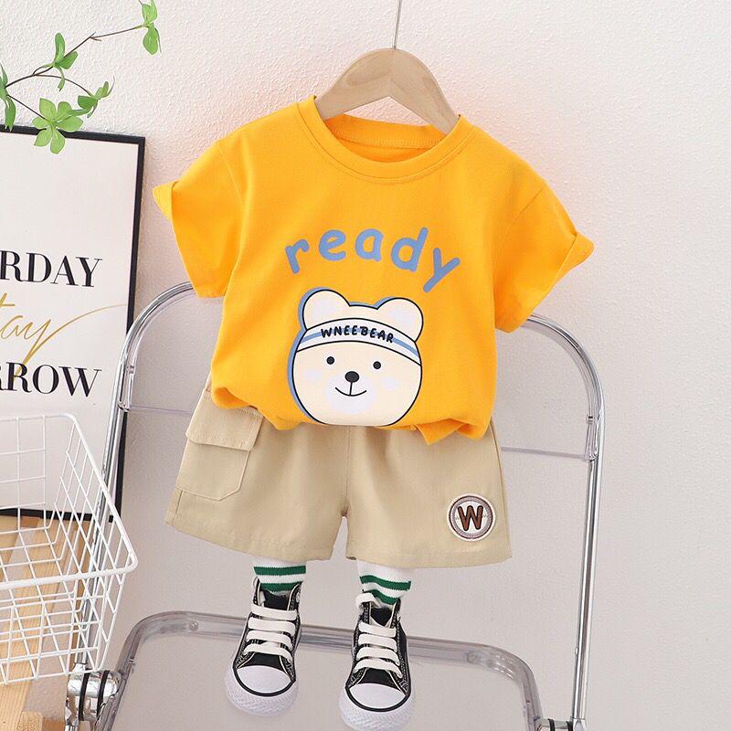 Baby Boys & Baby Girls Half Sleeves Printed T-shirt & Shorts Set