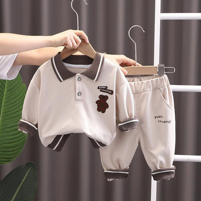 Boys Full Sleeves Polo Neck T-shirt & Lower Set