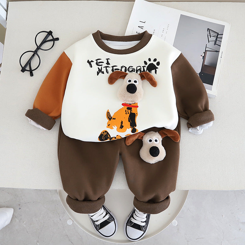 Boys Super Cute 3D Doggie Pullover & Lower Set