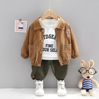 Boys Jacket Style Shirt With T-Shirt & Lower Set