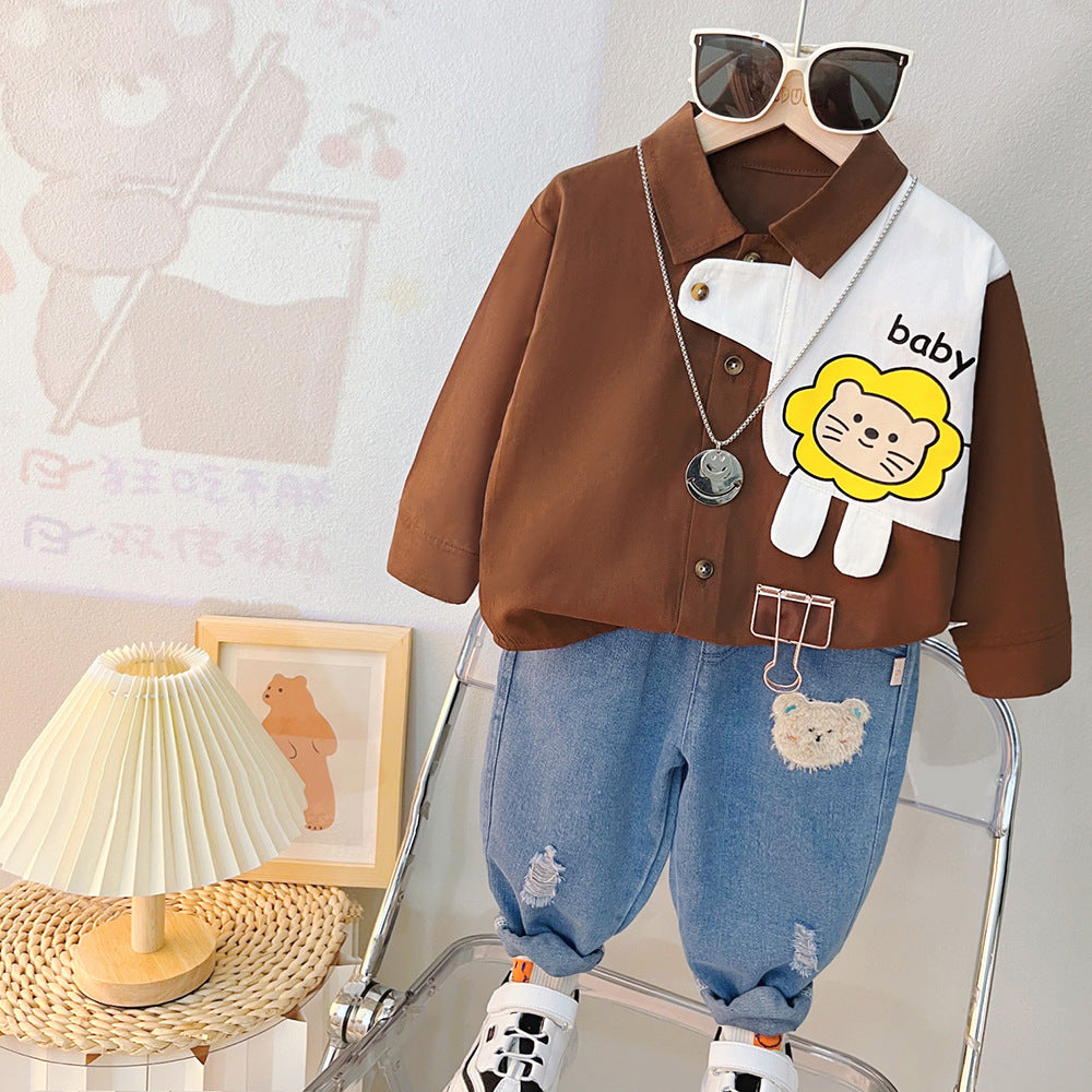 Boys Full Sleeves Stylish Shirt With Denim Set