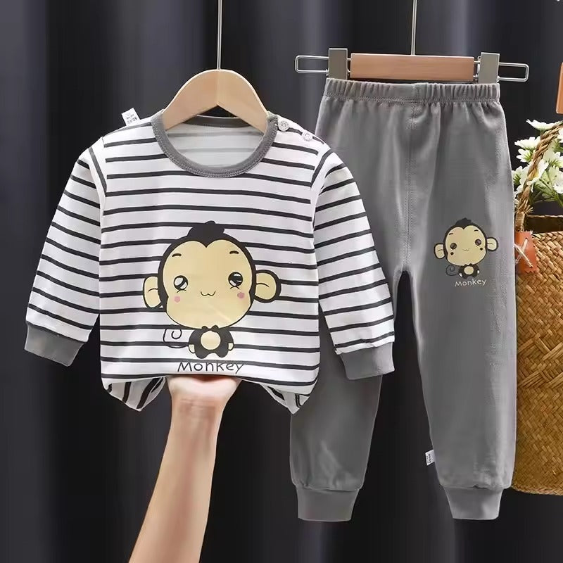 Boys Full Sleeve Monkey Printed T-Shirt & Lower Set