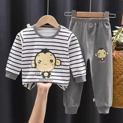 Boys Full Sleeve Monkey Printed T-Shirt & Lower Set