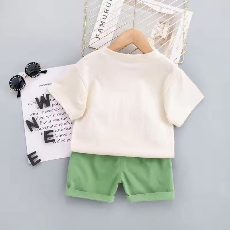 Baby Boys & Baby Girls Half Sleeves Printed T-shirt & Shorts Set