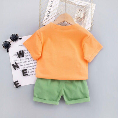 Baby Boys & Baby Girls Half Sleeves Printed T-shirt & Shorts Set