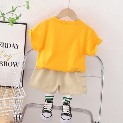 Baby Boys & Baby Girls Half Sleeves Printed T-shirt & Shorts Set